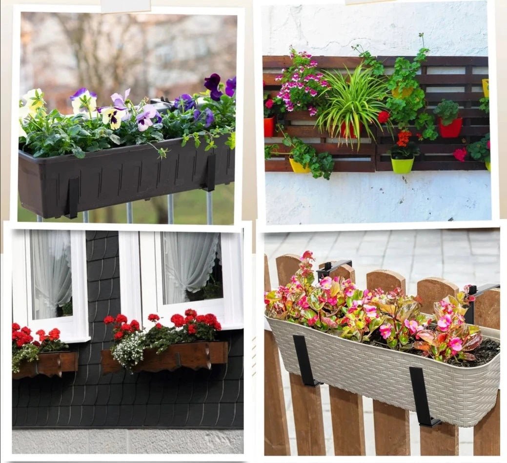 Verstellbare Metall-Pflanzgefäßhalterungen für Balkongeländer - 6 Stückhome and gardenSchwarze