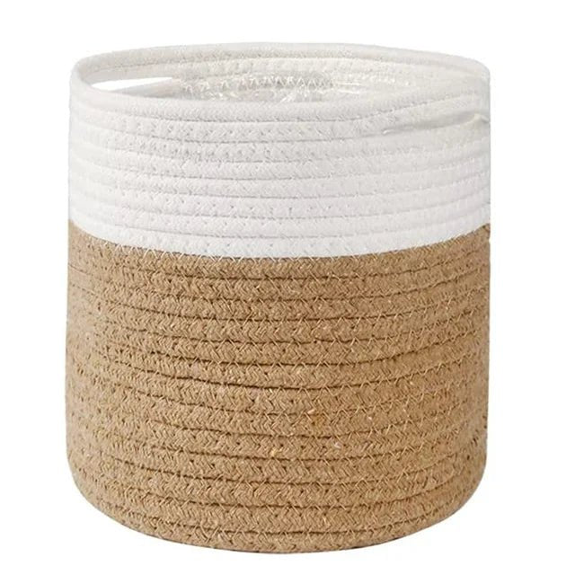 Eleganter geflochtener Pflanzentopf für Zimmerpflanzen und GartendekoBustani HausWeiß-braun20x20cm