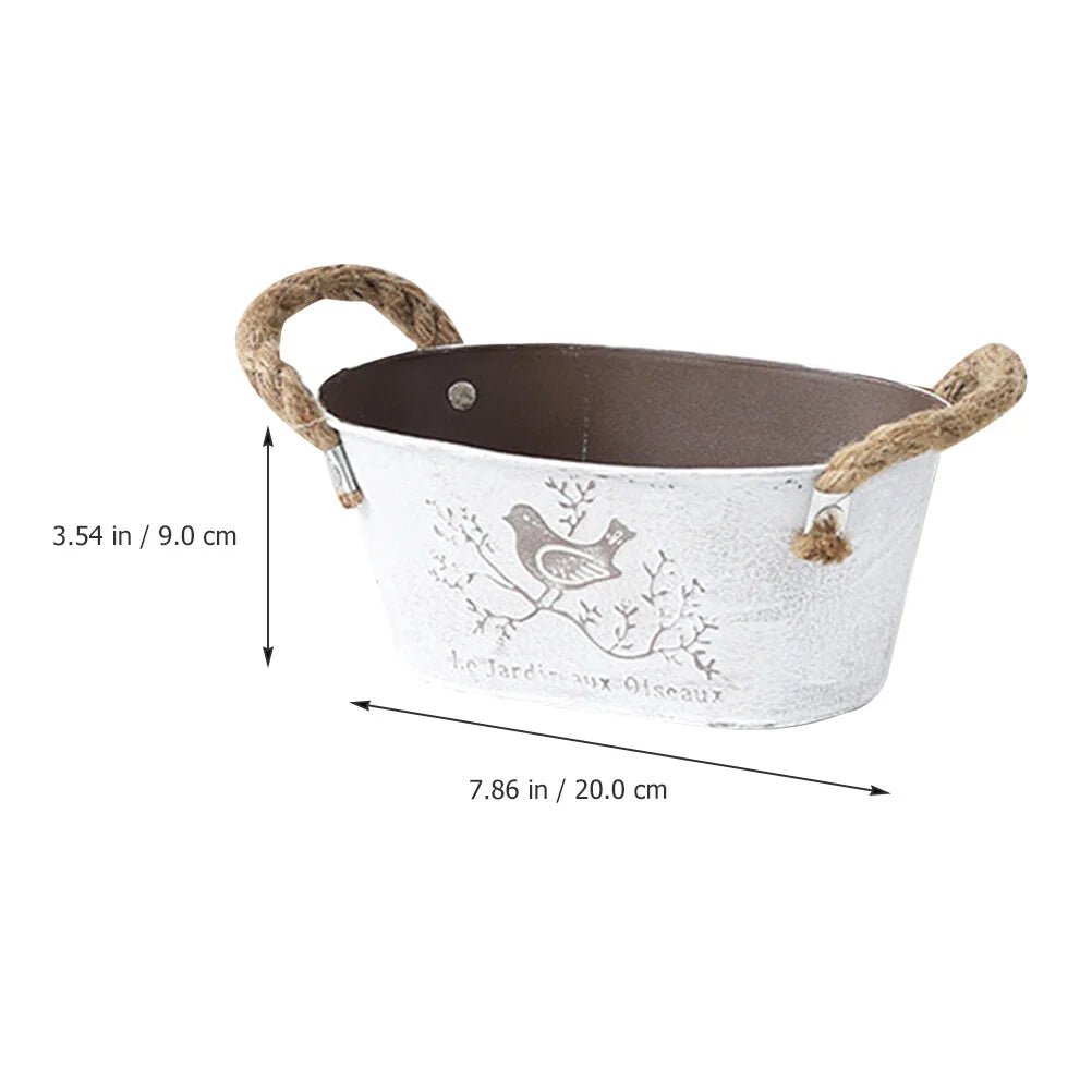 Retro Metall Blumenkübel - Stilvolle Indoor Pflanzgefäße für Sukkulenten, Heim- und BürodekorationBustani Haus26x16.5x10cm