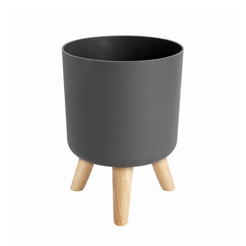 Selbstbewässernder Blumentopf mit Holzbeinen-bodenstehender moderner ContainerBustani HausGray no liner S
