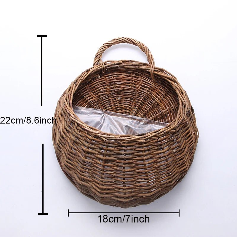 Wandhängender Blumenkübel aus handgefertigtem RattanLog color 18CM