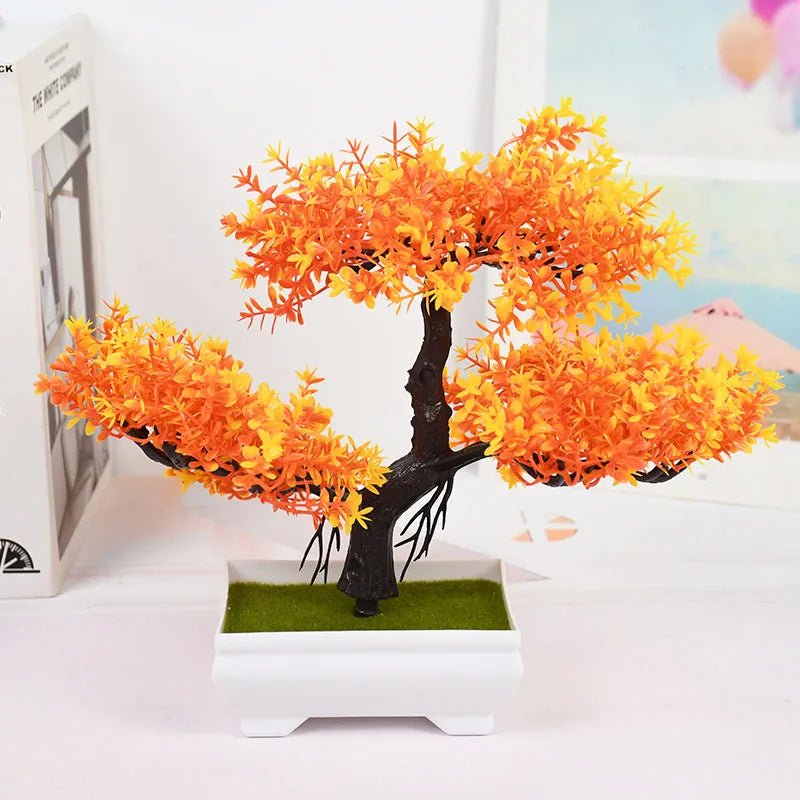 Künstlicher Bonsai-Pflanzentopf für die Dekoration von Zuhauseorange yellow