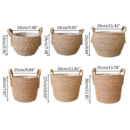 Nordischer handgefertigter Strohbodentopf - Charmanter Blumentopf für die Heimdekoration im Landhausstil 5AC304564-A01