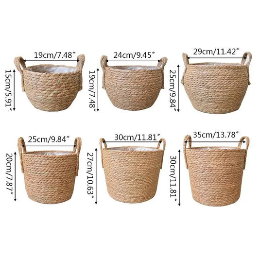 Nordischer handgefertigter Strohbodentopf - Charmanter Blumentopf für die Heimdekoration im Landhausstil 5AC304564-A01