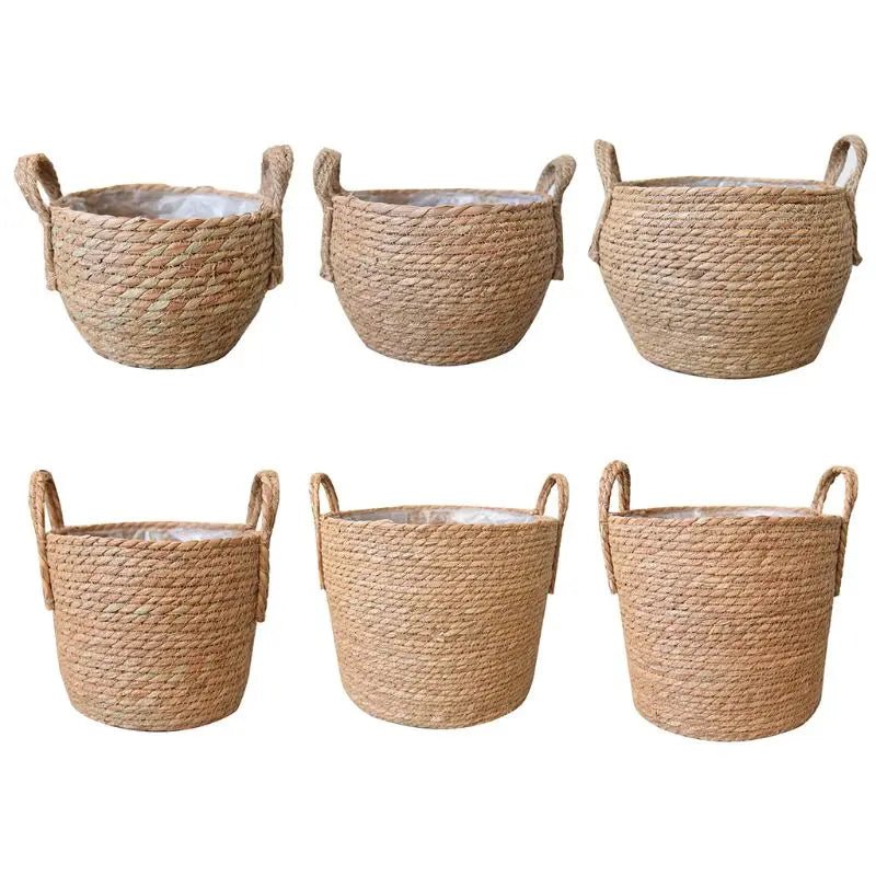 Nordischer handgefertigter Strohbodentopf - Charmanter Blumentopf für die Heimdekoration im Landhausstil 5AC304564-A01
