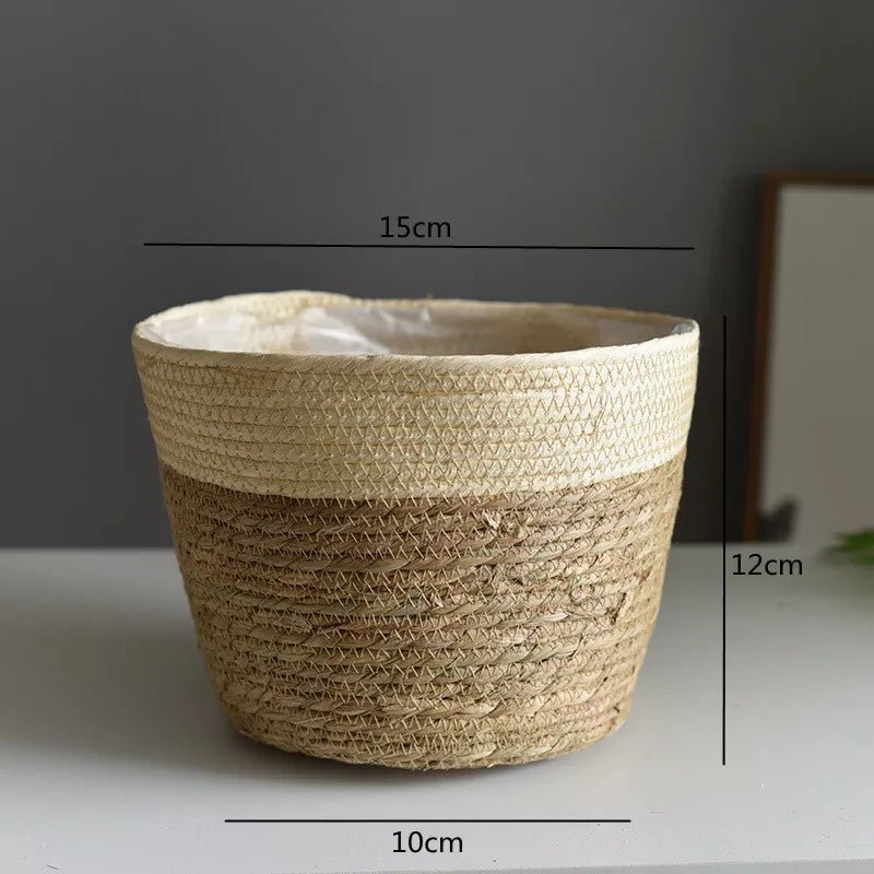 Strohgeflecht Blumenkorb für Zimmer- und AußenpflanzenBustani HausBeige Color XSCHINA