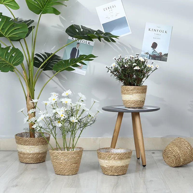 Strohgeflecht Blumenkorb für Zimmer- und AußenpflanzenBustani HausPrimary color sCHINA